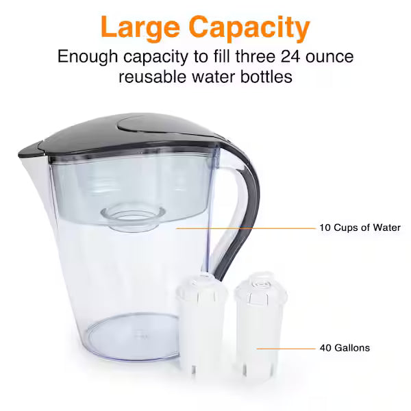 HDX HS530 | 10-Cup Large Water Filter Pitcher, BPA Free