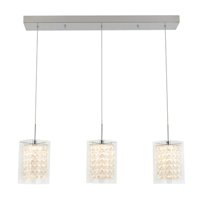 Artika PDT-3CC | Crystal Cube 3-Light LED Pendant Light in Chrome Finish