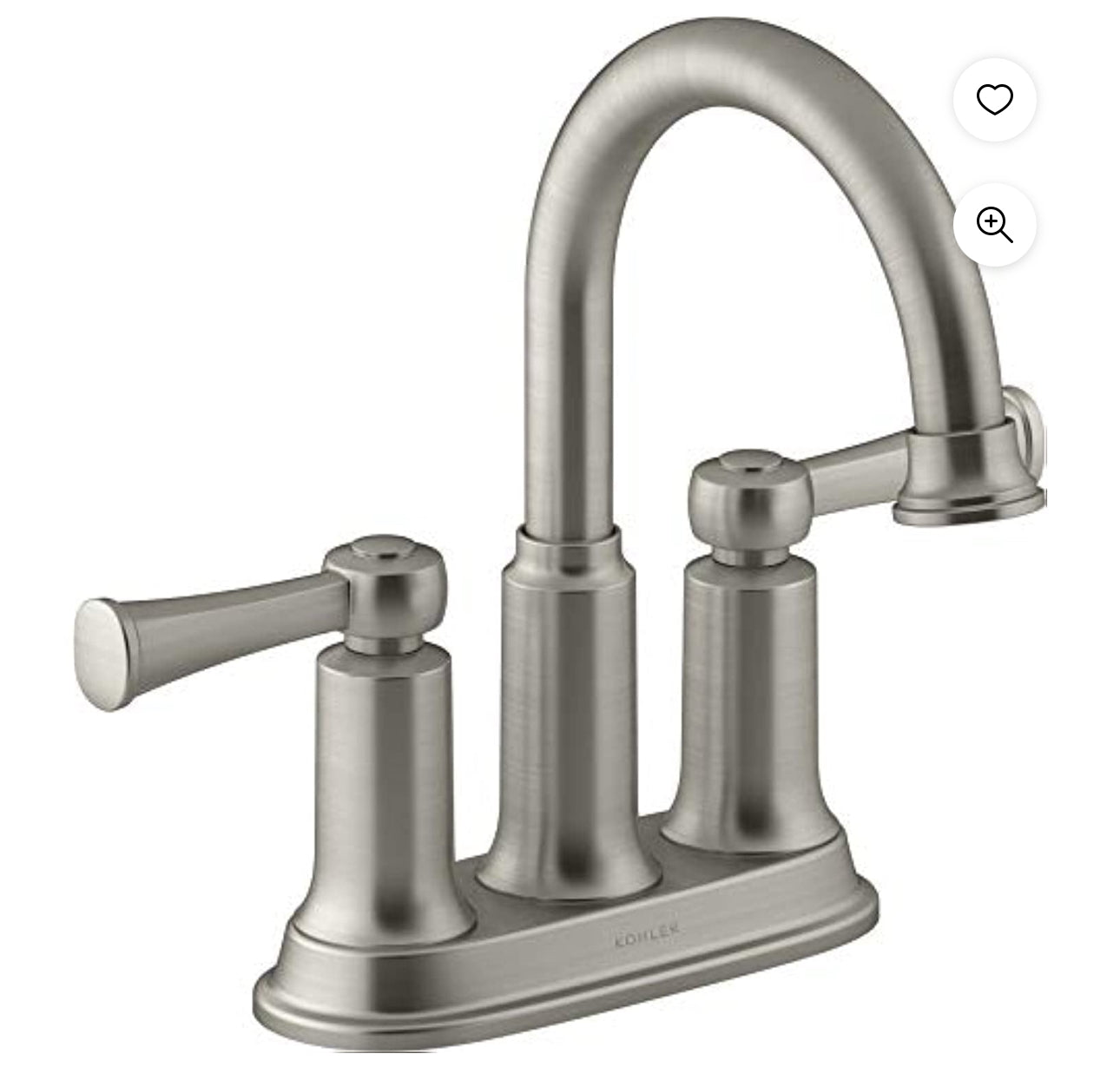 Kohler Aderlee 1.2GPM Center-Set Bathroom Sink Faucet, Brushed Nickel