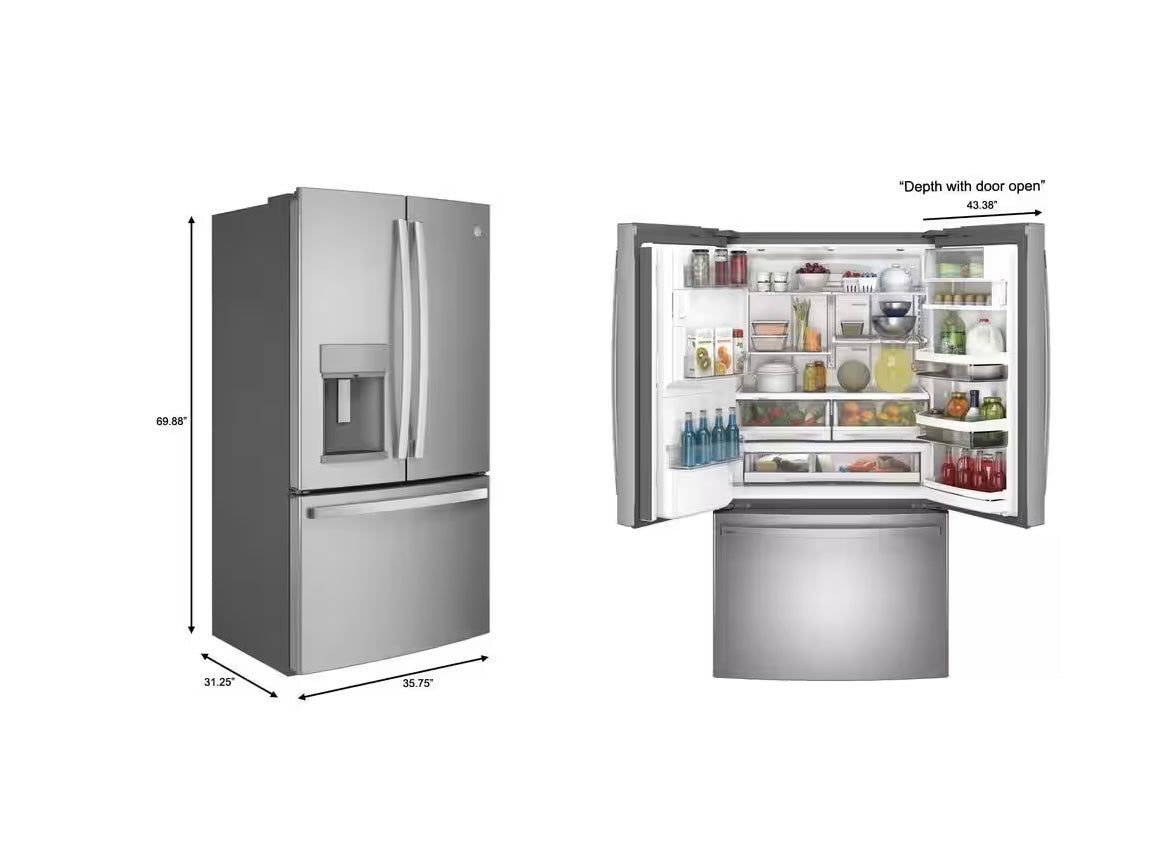 Profile 22.1 cu. ft. French Door Refrigerator with Hands-Free Autofill in Stainless Steel, Counter Depth PYE22KYNJFS