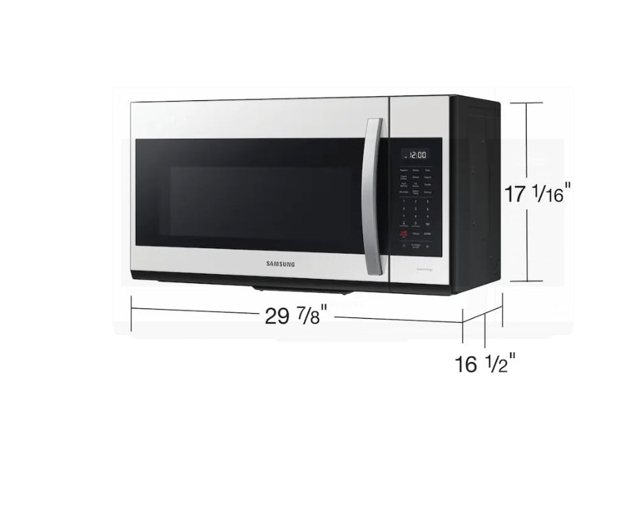 Bespoke Smart 1.9 cu. ft. Over-the-Range Microwave with Sensor Cook in White Glass ME19CB704112AA