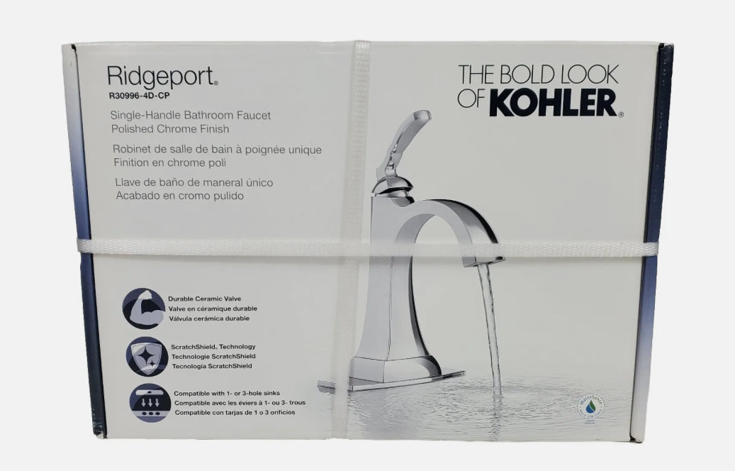 Kohler K-R30996-4D-CP Ridgeport Bathroom Sink Faucet Polished Chrome