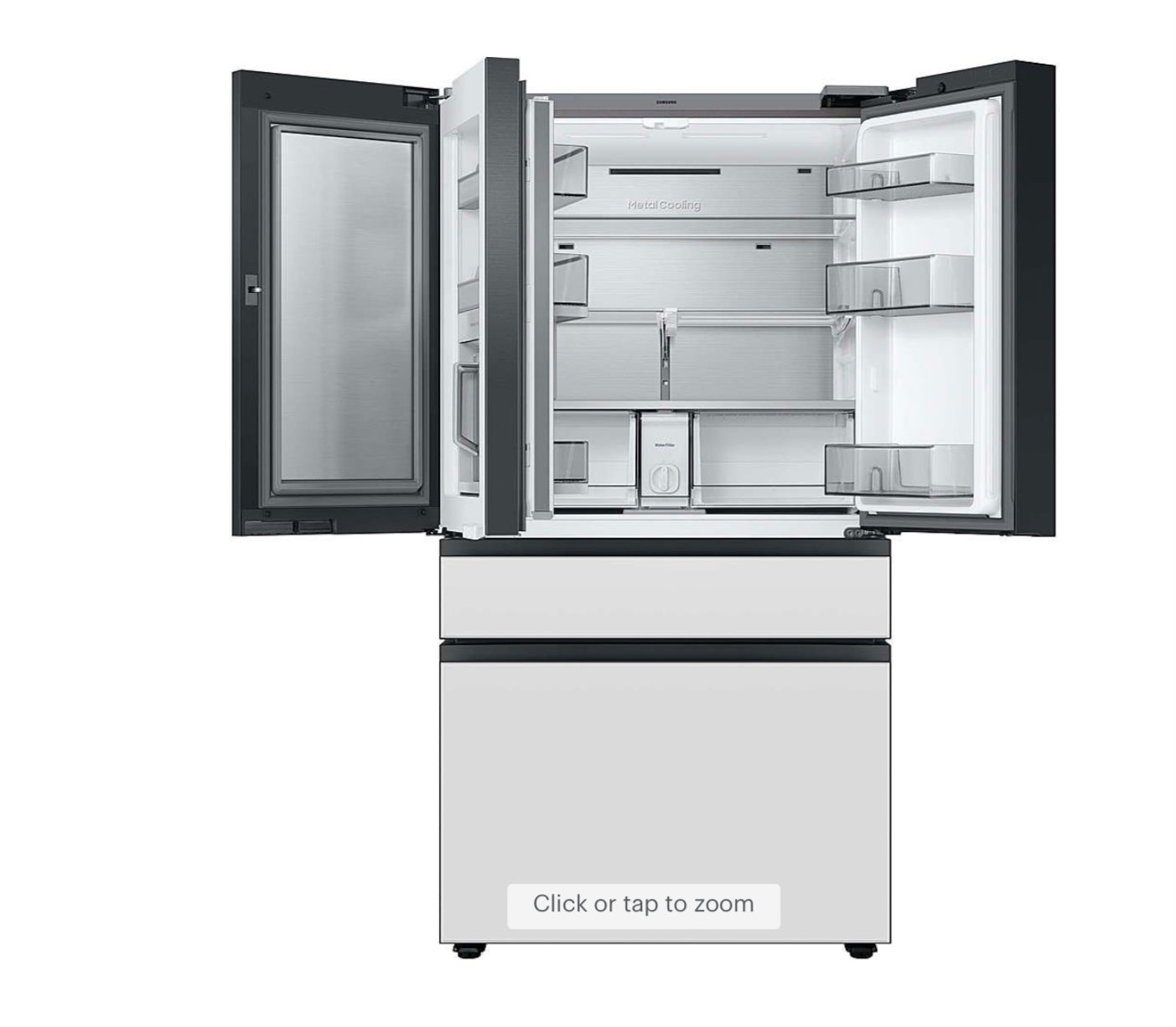 Samsung RF29BB8900AW - BESPOKE 29 cu. ft. 4-Door French Door Smart Refrigerator with Family Hub - Custom Panel Ready