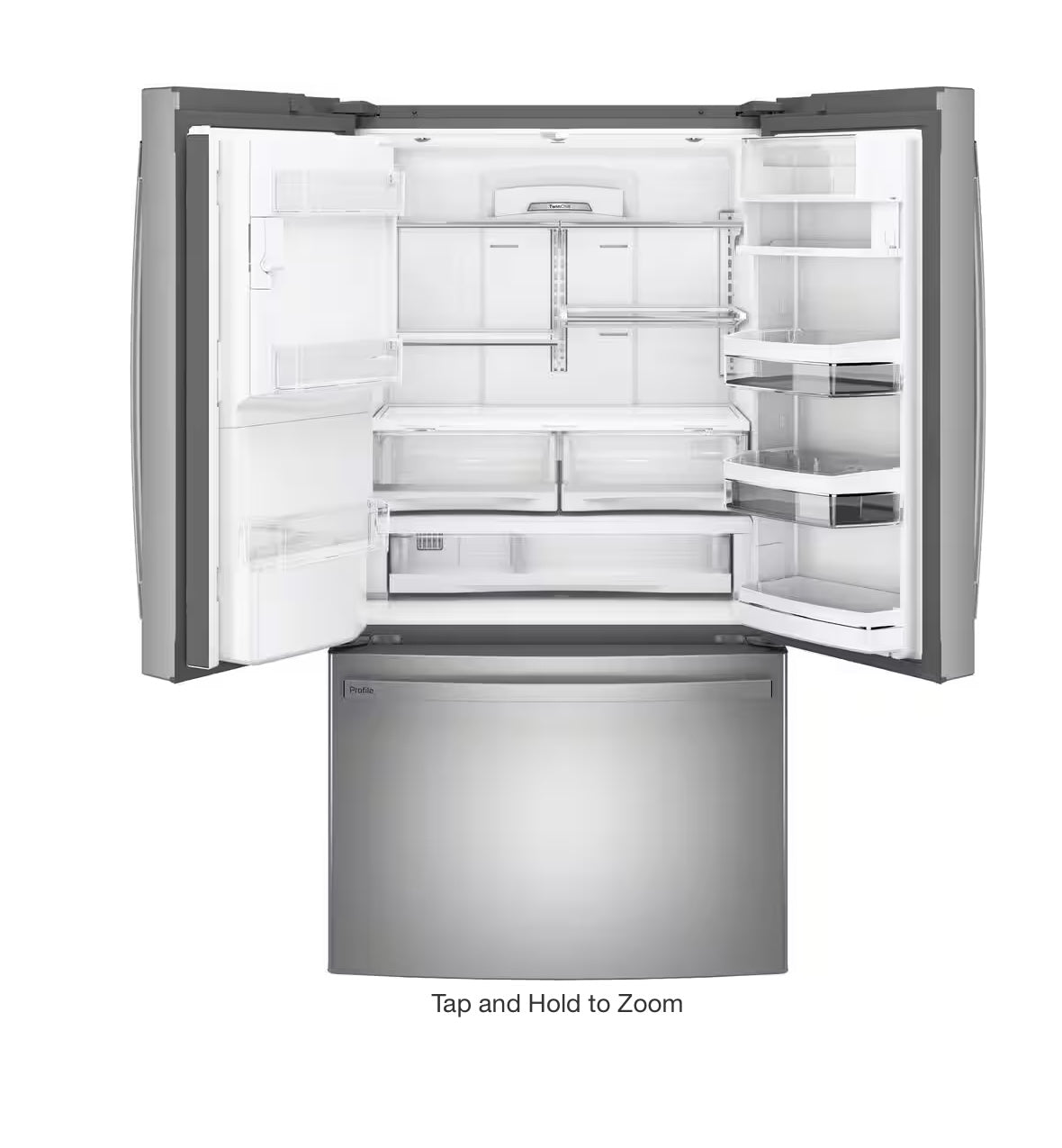 Profile 22.1 cu. ft. French Door Refrigerator with Hands-Free Autofill in Stainless Steel, Counter Depth PYE22KYNJFS