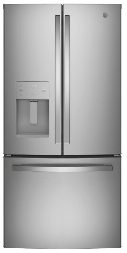 GFE24JYKFS GE 33" 23.8 Cu. Ft. French Door Refrigerator with Exterior Ice & Water - Fingerprint Resistant Stainless Steel 987612471