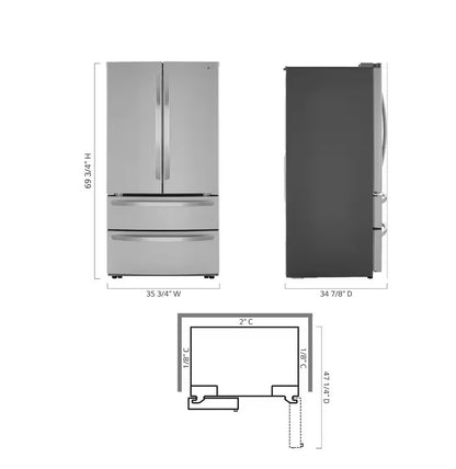 LG 27 cu. ft. 4-Door French Door Refrigerator with Internal Water Dispenser in PrintProof Stainless Steel LMWS27626S 665120091