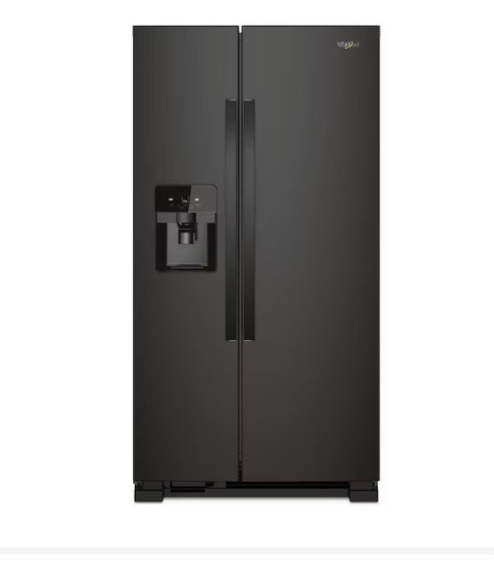 Whirlpool 24.5-cu ft Side-by-Side Refrigerator with Ice Maker, Water and Ice Dispenser (Black) WRS325SDHB