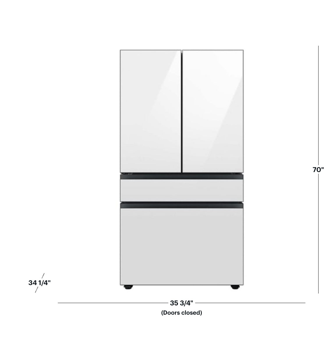 Samsung RF29BB860012 - BESPOKE 29 cu. ft. 4-Door French Door Smart Refrigerator with Beverage Center - White Glass