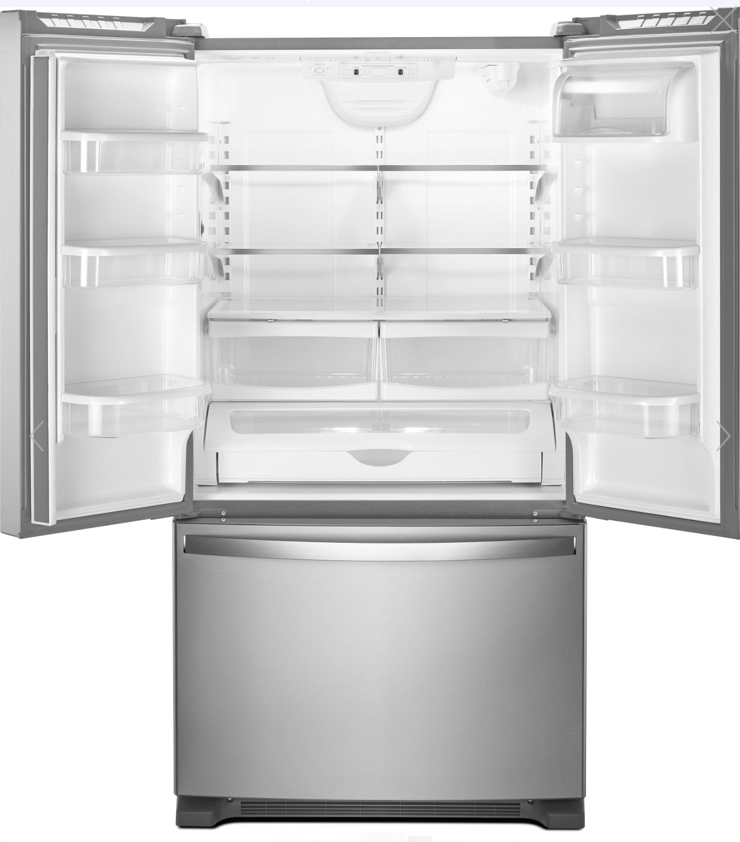 WHIRLPOOL ( WRF535SWHZ10 ) 36 Inch French Door Refrigerator with 25 Cu. Ft. Capacity, FreshFlow™ Produce Preserver, Temperature-Controlled Drawer, Adaptive Defrost, Ice Maker, Interior Water Dispenser, EveryDrop™ Water Filtration, and ENERGY STAR® Certifi