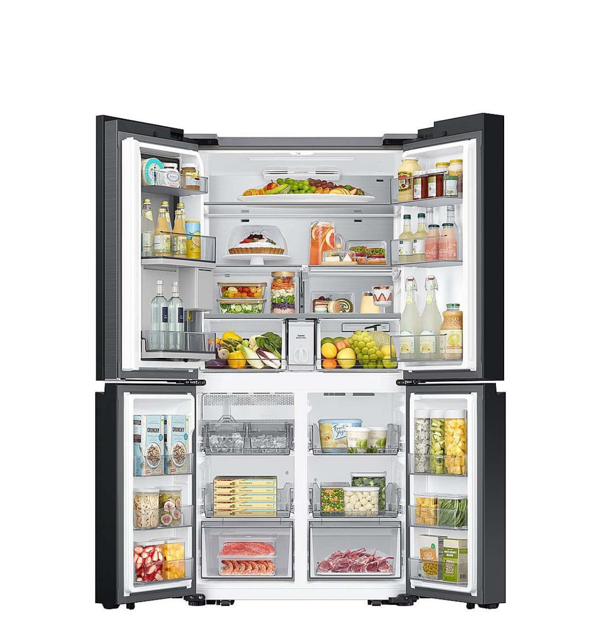 Samsung - Bespoke 23 Cu. Ft. 4-Door Flex French Door Counter Depth Refrigerator with Beverage Center (panel sold separately)