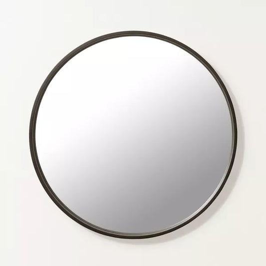 Round Framed Wall Mirror - black 30"