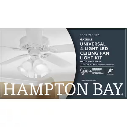 Hampton Bay 1002 745 196 | Universal 4-Light LED Ceiling Fan Light Kit – Matte White