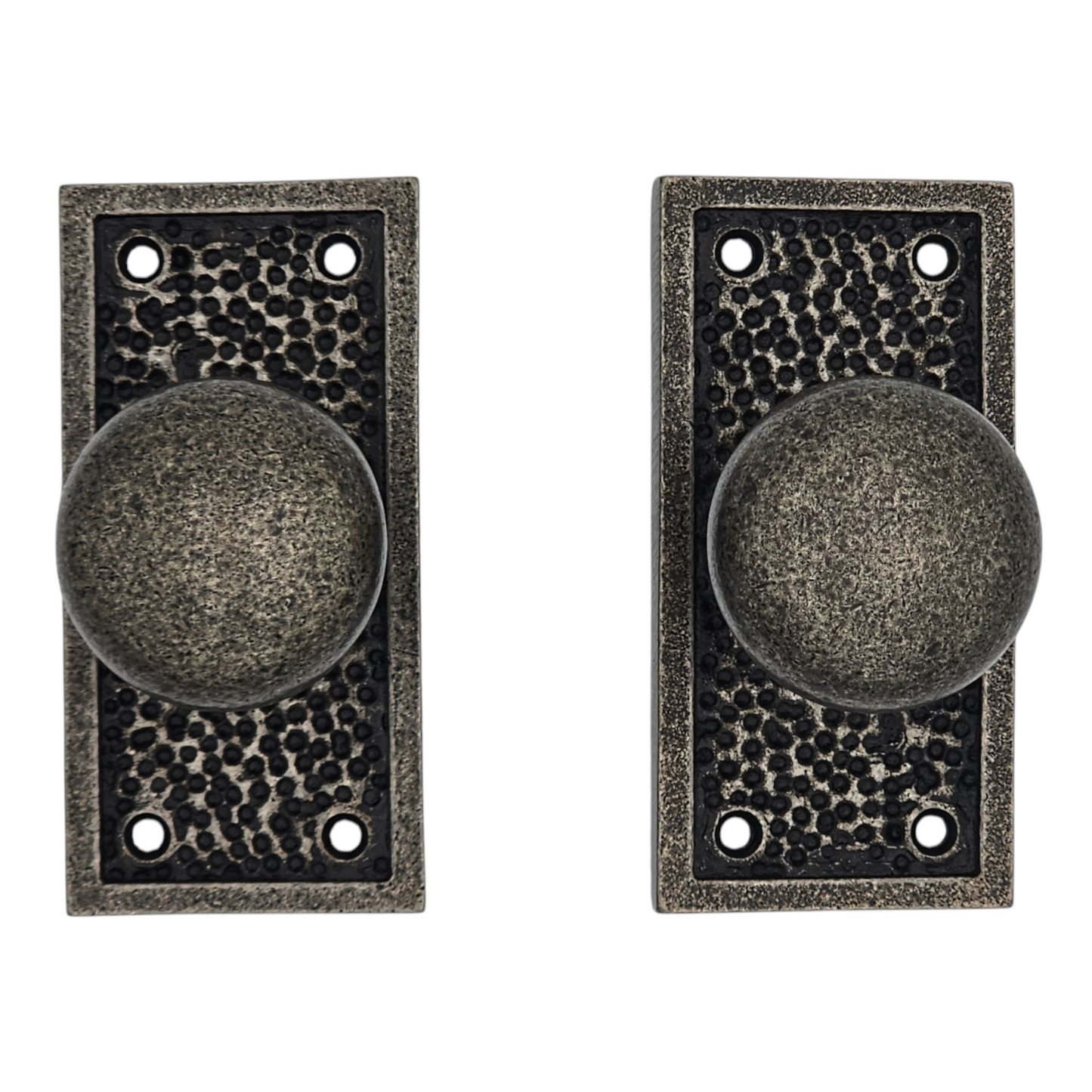 Signature Hardware Hand Hammered - Bronze Passage Interior Door Set - Knob - 2-3/8" Backset - Antique Pewter