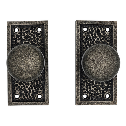 Signature Hardware Hand Hammered - Bronze Passage Interior Door Set - Knob - 2-3/8" Backset - Antique Pewter