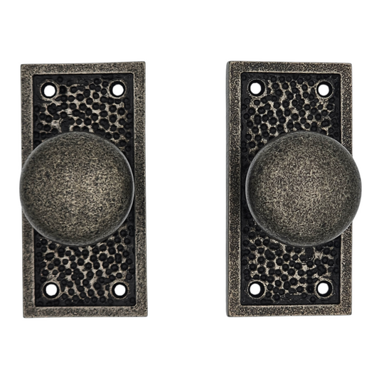 Signature Hardware Hand Hammered - Bronze Passage Interior Door Set - Knob - 2-3/8" Backset - Antique Pewter