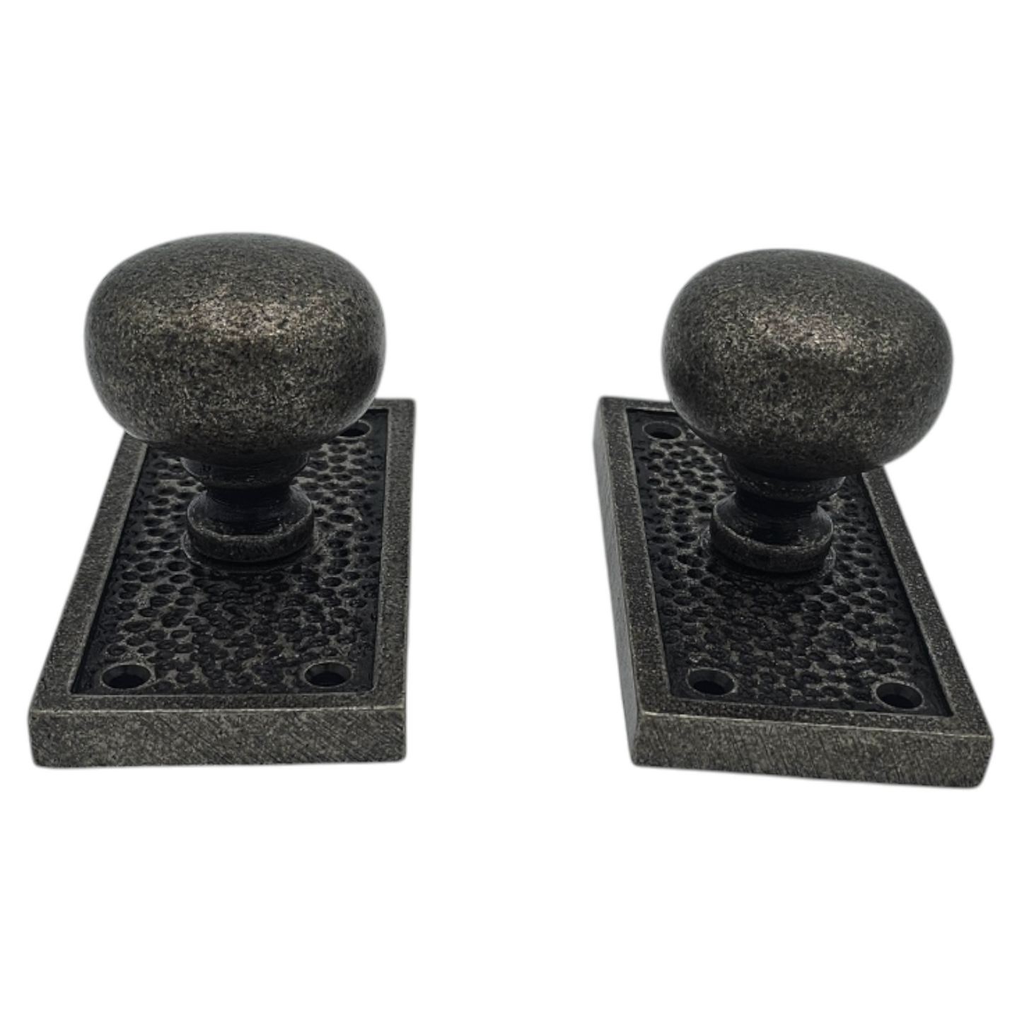 Signature Hardware Hand Hammered - Bronze Passage Interior Door Set - Knob - 2-3/8" Backset - Antique Pewter