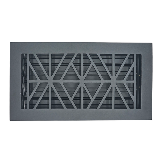 Signature Hardware FR-612-IR | 6 x 12" Farina Cast Iron Floor Register in Black (7-1/2" x 13-3/4" Overall)