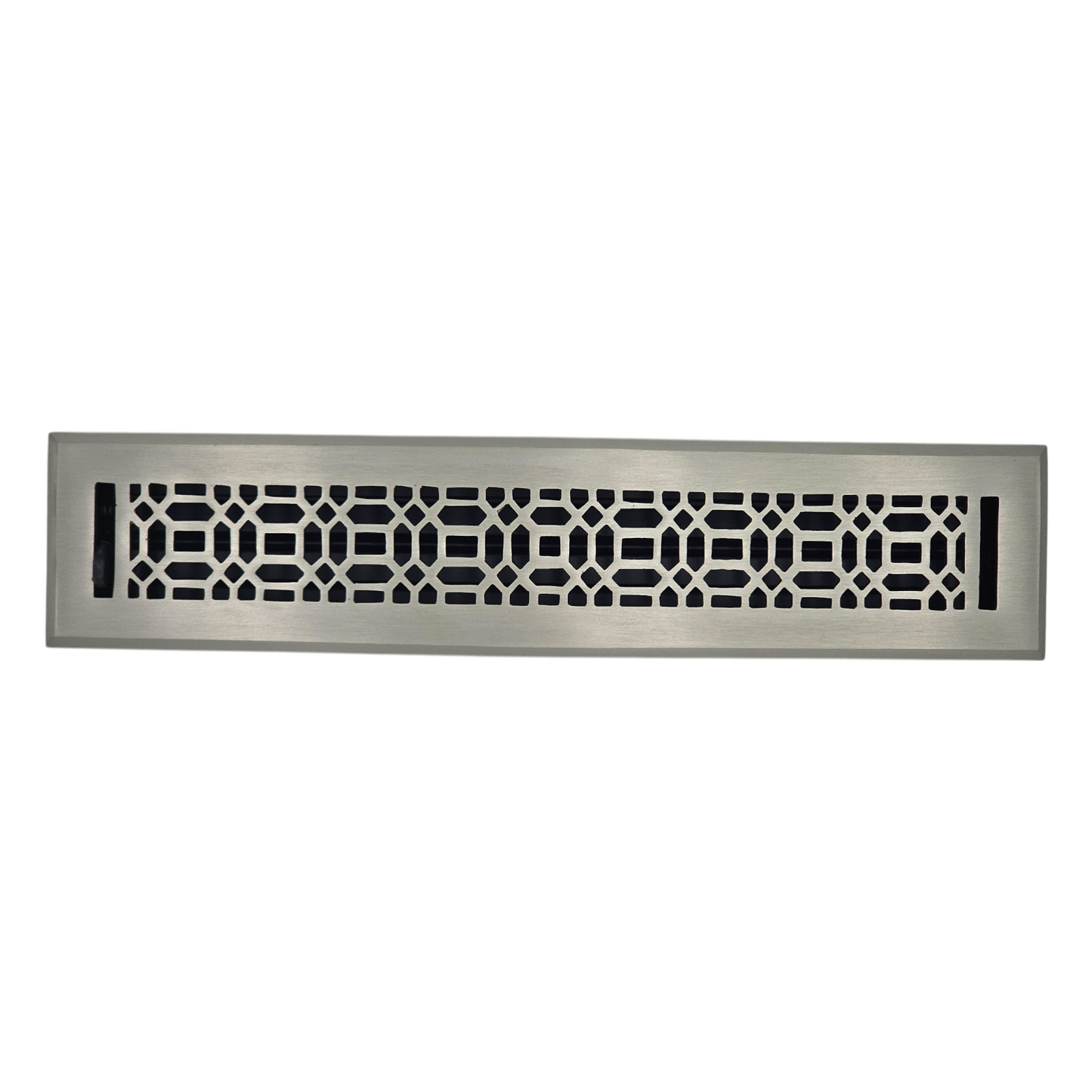 Signature Hardware 2-1/4 x 14" Trellis Brass Floor Register in Brushed Nickel (3-1/4 x 15" Overall)