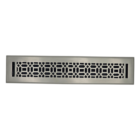 Signature Hardware 2-1/4 x 14" Trellis Brass Floor Register in Brushed Nickel (3-1/4 x 15" Overall)