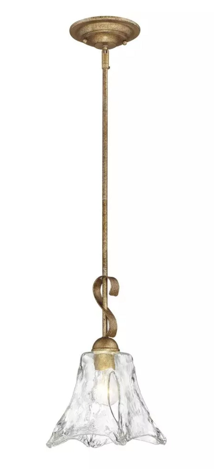 Millennium Lighting Chatsworth Single Light 8" Wide Mini Pendant with Fluted Glass Shade in Gold Finish