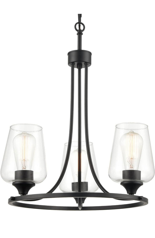 Millennium 9723-MB Transitional Three Light Chandelier from Ashford Collection Finish, Matte Black