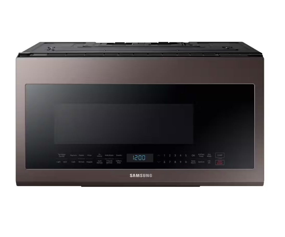 Samsung ME21R706BAT 30 in. W 2.1 cu. ft. Over the Range Microwave in Fingerprint Resistant Tuscan Stainless Steel with Sensor Cooking