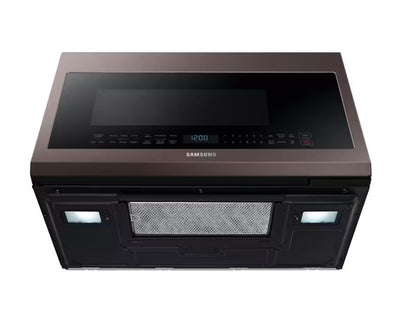 Samsung ME21R706BAT 30 in. W 2.1 cu. ft. Over the Range Microwave in Fingerprint Resistant Tuscan Stainless Steel with Sensor Cooking 127887321