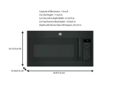 GE JVM7195DK6BB 1.9 cu. ft. Over the Range Microwave with Sensor Cooking in Black 90182461