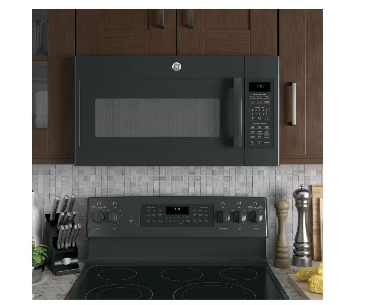 GE JVM7195DK6BB 1.9 cu. ft. Over the Range Microwave with Sensor Cooking in Black