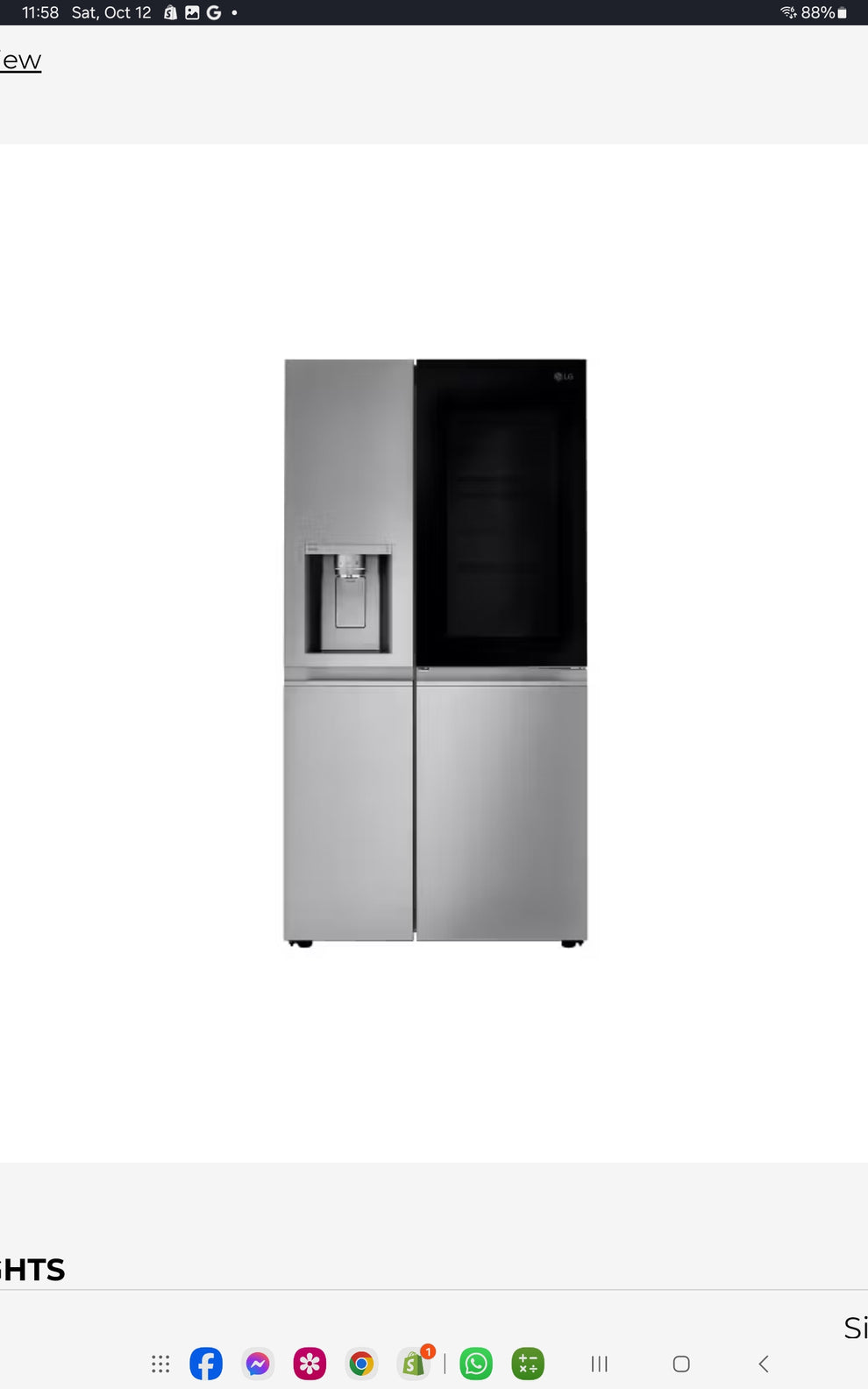 LG 27 cu.ft. Smart SideBySide InstaView DoorinDoor Refrigerator wi