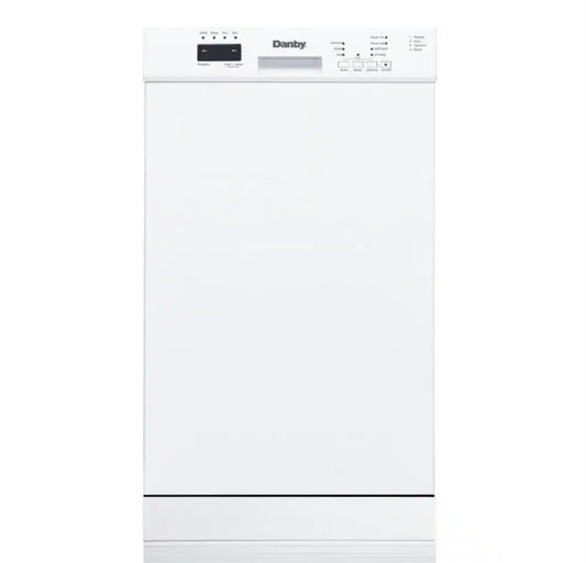 Danby 18 in. Front Control Built-in Dishwasher in White, 51 DB MODEL DDW18D1EW 082545154