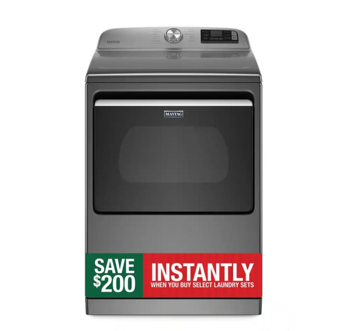 Maytag 7.4 cu. ft. 240-Volt Smart Capable Metallic Slate Electric Vented Dryer with Hamper Door and Steam MODEL: MED7230HC 333215