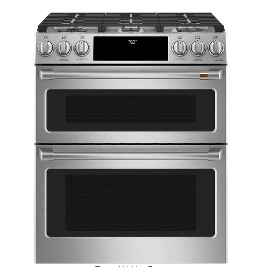 Cafe 30 in. 6.7 cu. ft. Smart Slide-In Double Oven Gas Range in Stainless Steel with True Convection, Air Fry 9Q73477