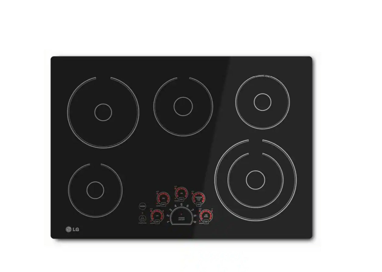 LG
30 in. Radiant Smooth Surface Electric Cooktop in Black with 5 Burner Elements and SmoothTouch Controls LCE3010SB 50926512