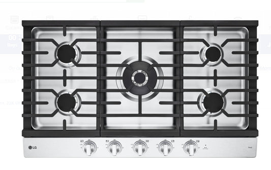 LG CBGJ3627S 36 Inch Gas Smart Cooktop with 5 Sealed Burners 54126301