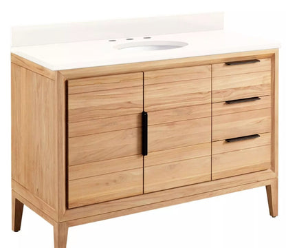 48" Aliso Teak Vanity for Undermount Sink - Natural Teak - Arctic White Quartz 8" - White Sink TOP INCLUDED: $1,100
NO TOP: $800
 90174Y31