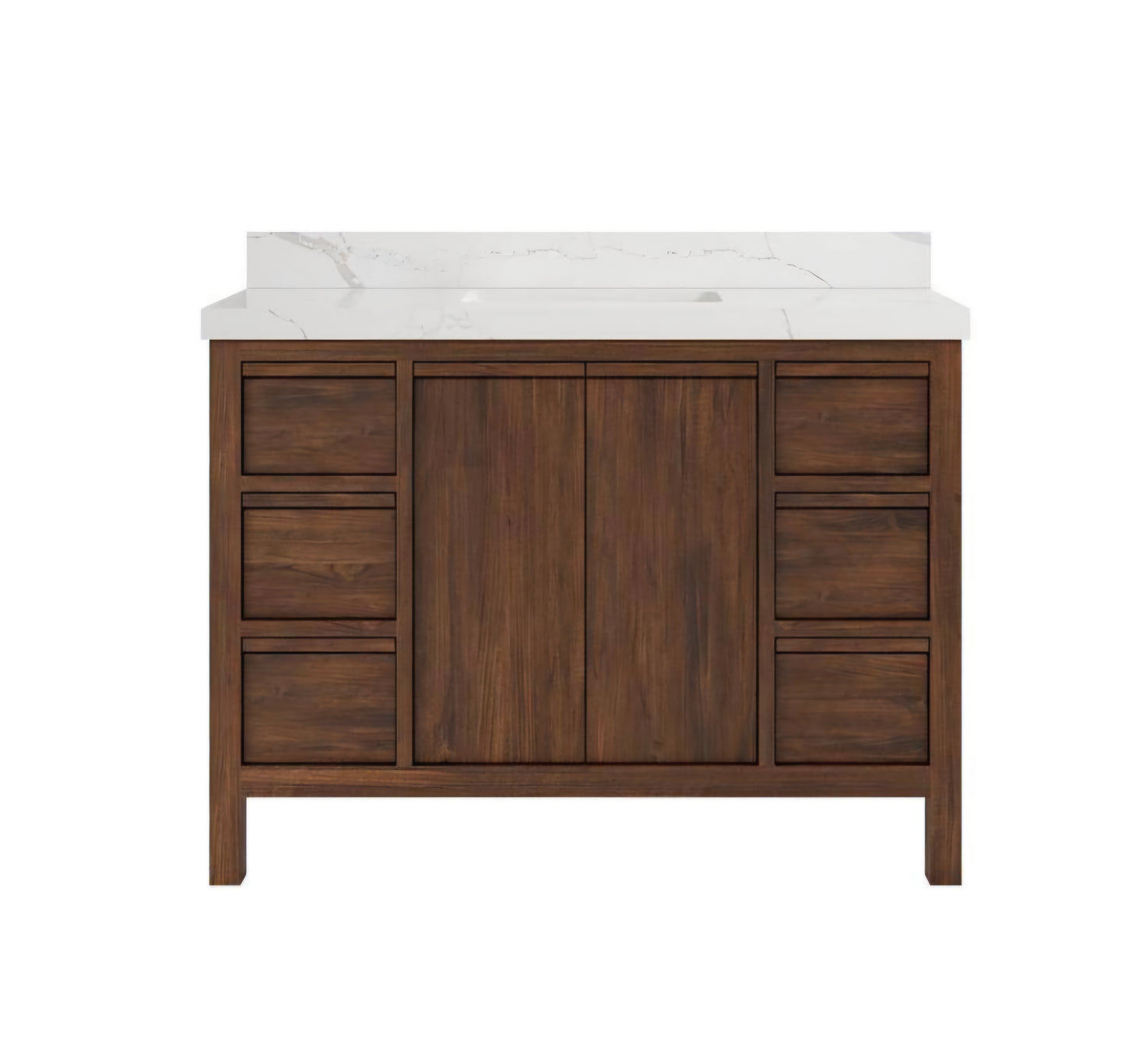 Elizabeth Teak 48 in. W x 22 in. D x 36 in. H Single Sink Bath Vanity in Dark Walnut with 2" Calacatta Laza Top 812642T TOP INCLUDED: $1,100
NO TOP: $800