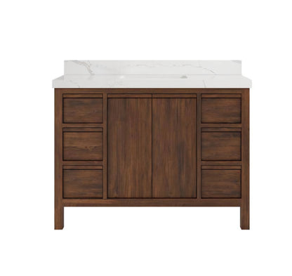Elizabeth Teak 48 in. W x 22 in. D x 36 in. H Single Sink Bath Vanity in Dark Walnut with 2" Calacatta Laza Top 812642T TOP INCLUDED: $1,100
NO TOP: $800