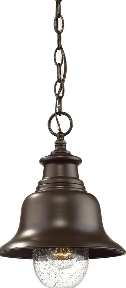 Millennium 2514-PBZ | Single Light 9" Wide Outdoor Mini Pendant with Glass Shade