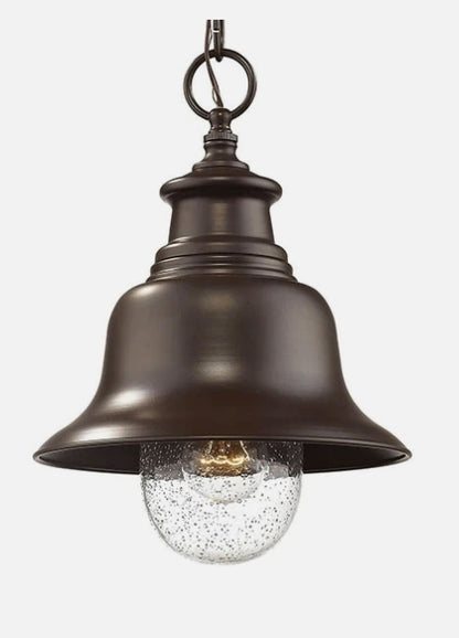 Millennium 2514-PBZ | Single Light 9" Wide Outdoor Mini Pendant with Glass Shade