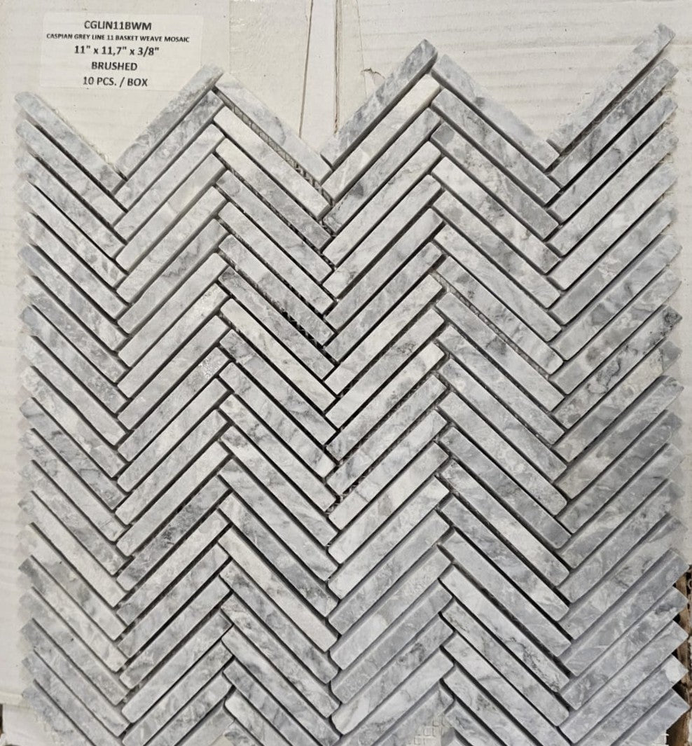 Caspian Grey Weave Brushed Mosaic Back splash