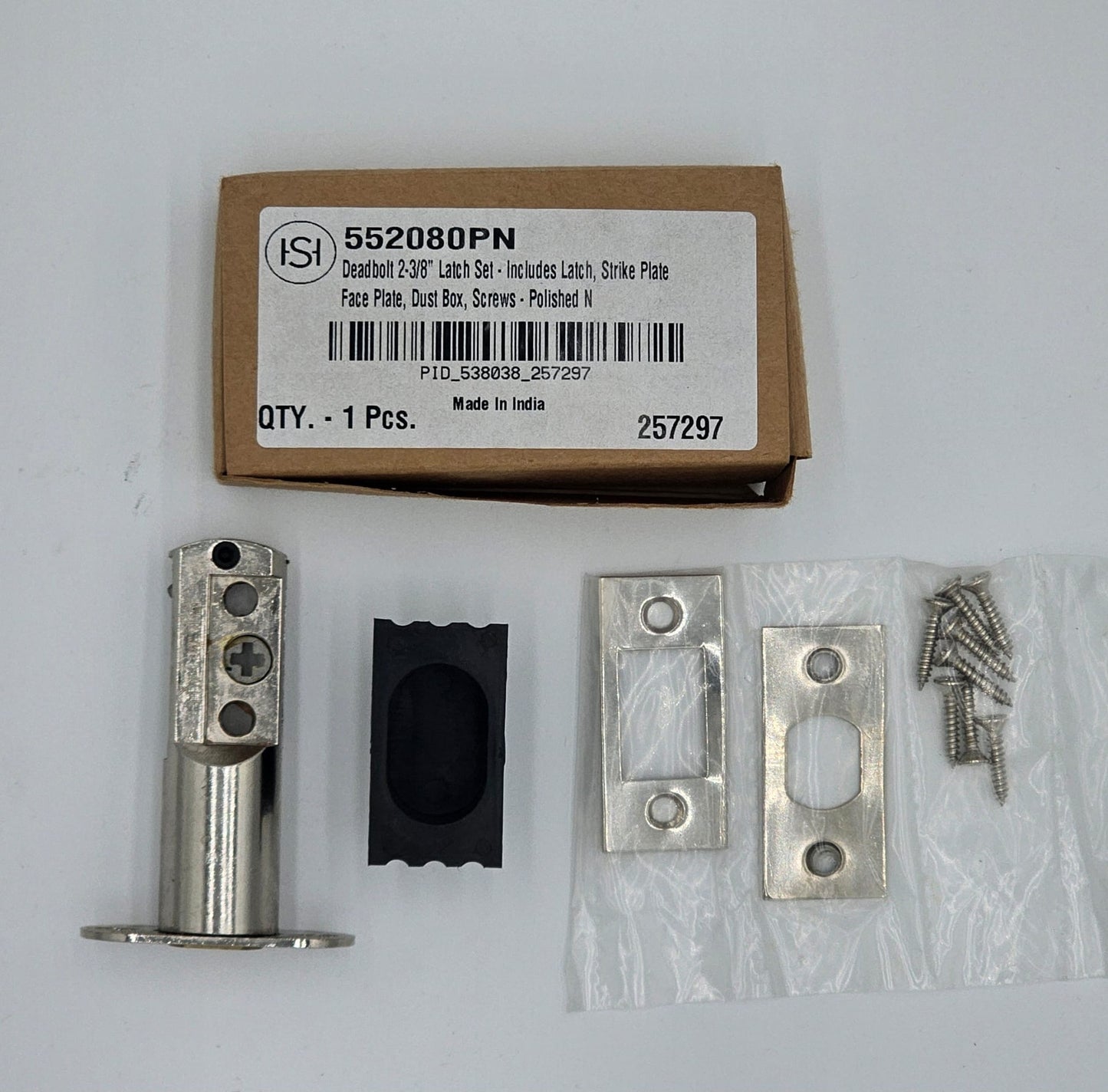 Signature Hardware 2-3/8" Deadbolt Latch Set in Polished Nickel