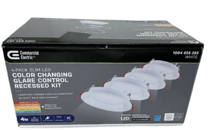 Commercial Electric 1004 655 283 | (4 Pack) 4 in. LED Recessed Trim Kit - Dimmable Downlight Retrofit