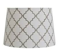 allen + roth 9-in x 13-in White with gray embroidery Fabric Drum Lamp Shade