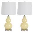 J. Hunt Home Yellow Rotary socket Table Lamp with Linen Shade 2 -Set missing 1 shade
