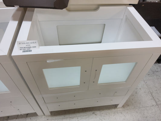 30" Virtu USA Vanity in white NO TOP: $400 TOP INCLUDED: $550 76125176