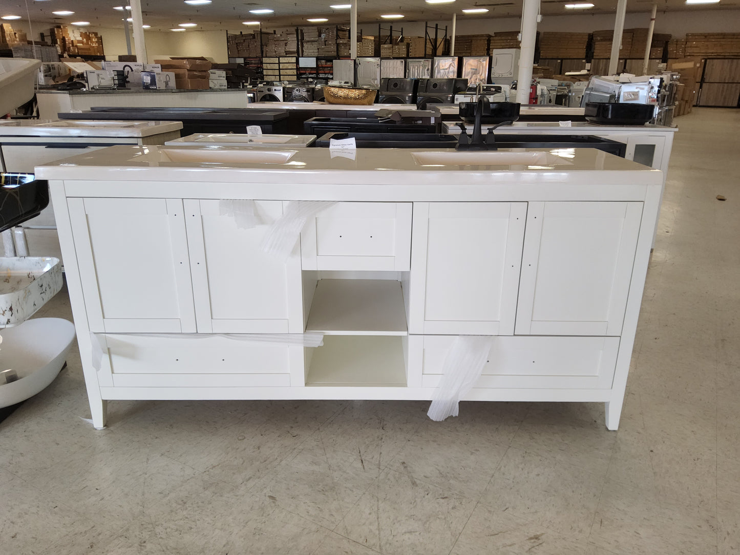 Signatire White Vanity 72" TOP INCLUDED: $1,250 NO TOP: $999 728793542