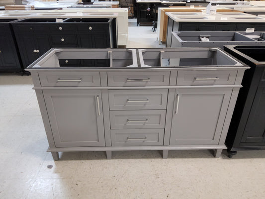 60" Double Sink Vanity. Gray NO TOP: $950 TOP INCLUDED: $1,250 8664817771