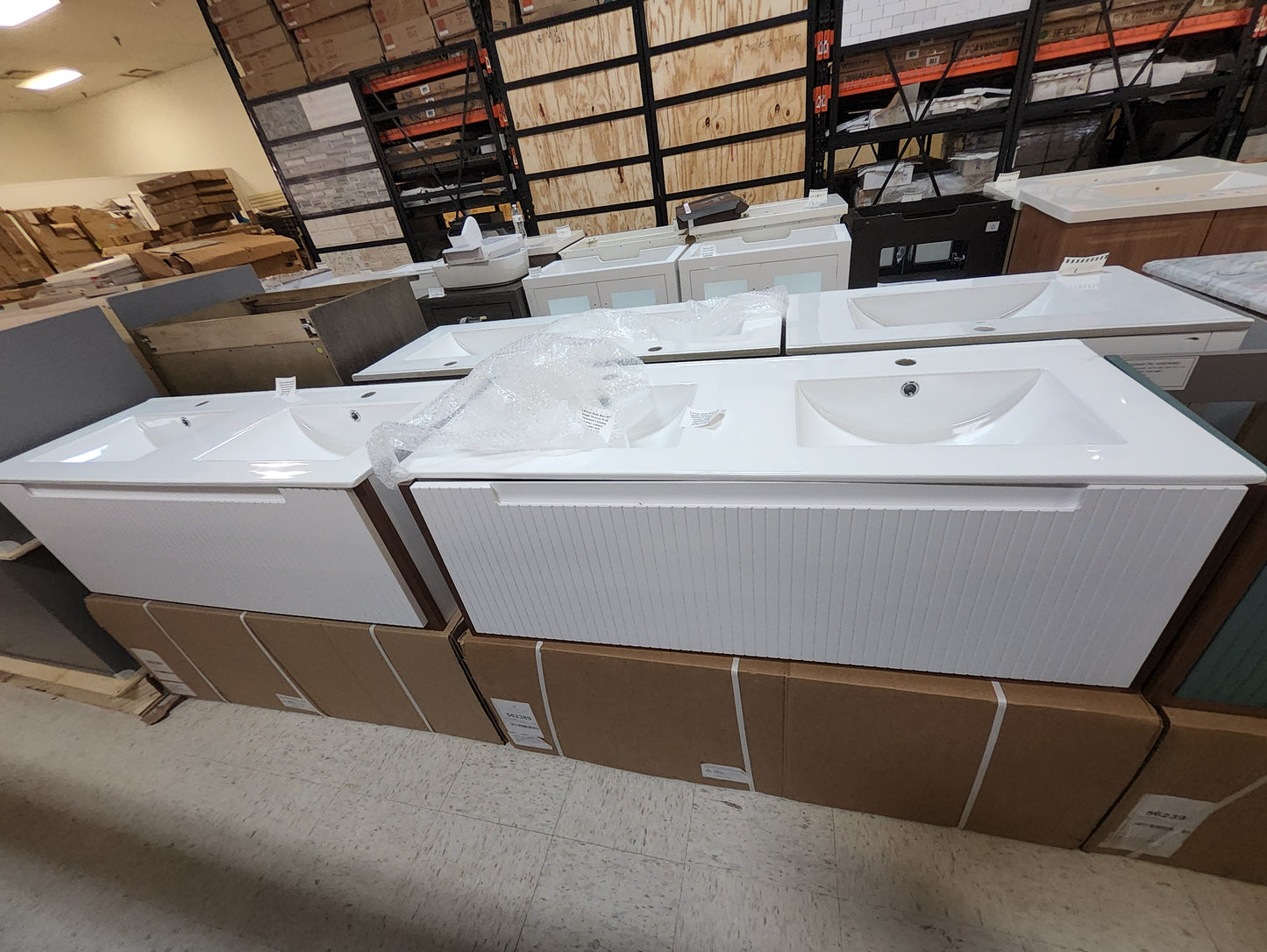 48" Lucena Bath Bari Single Drawer Wall floating vanity double sink in white TOP INCLUDED: $1,150
NO TOP: $999
  871530921