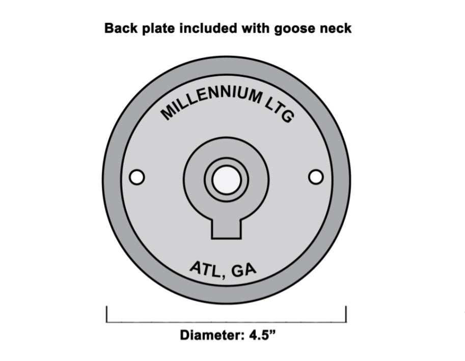 GOOSE NECK wall mount 
in Aluminum Satin Black by Millennium from the R Series collection